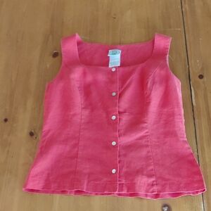 Vtg Laura Ashley Coral Linen Tank Womans 10